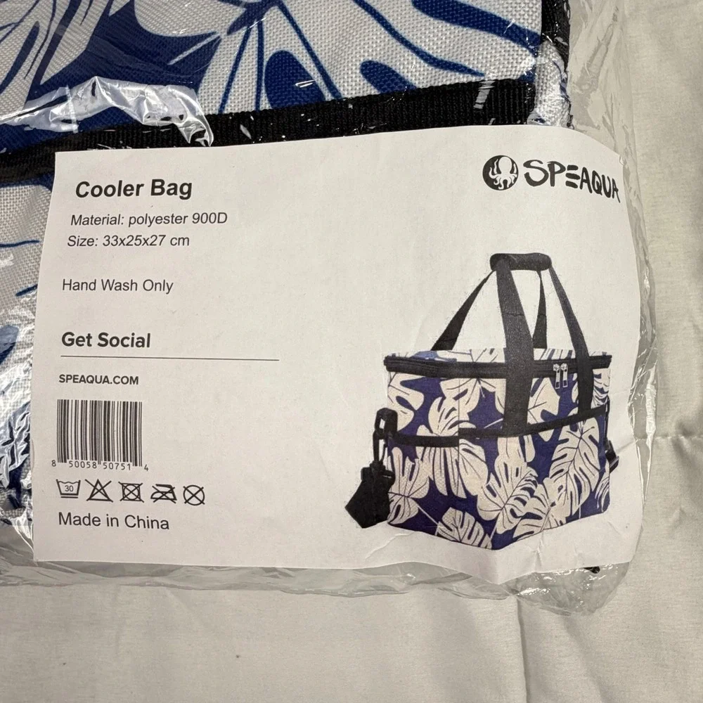 Speaqua Cooler Bag OS Blue Tropical‎ Monstera Leaf Print Insulated NEW